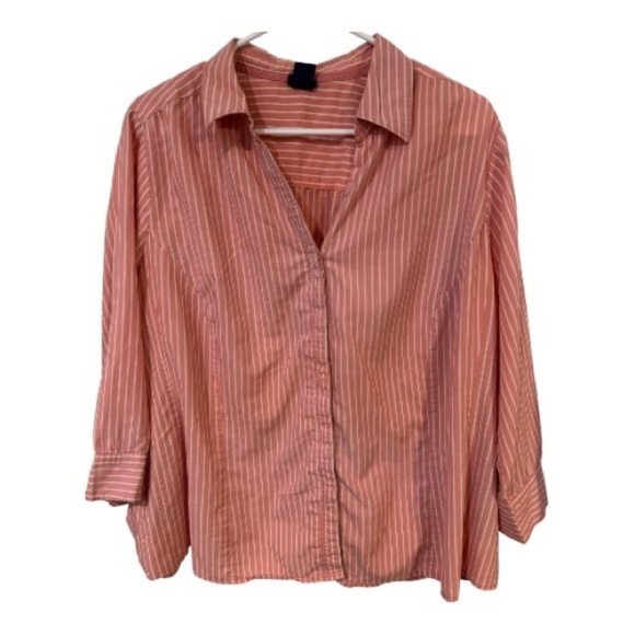 Basic Editions Coral Button Down Shirt - Picture 2 of 5
